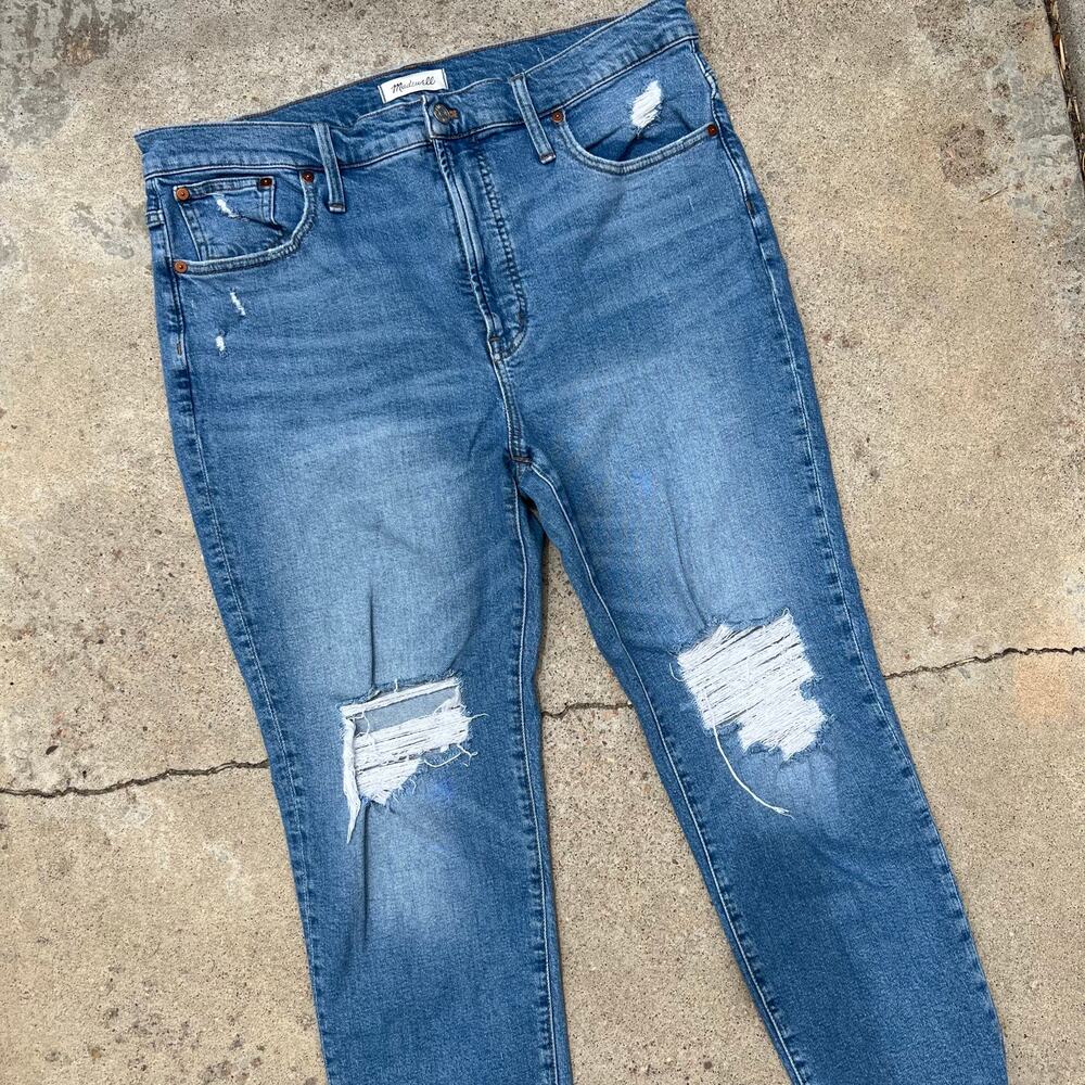 Madewell Perfect Vintage Distressed Cropped Ankle High Rise Jeans Size 32 - Picture 3 of 15